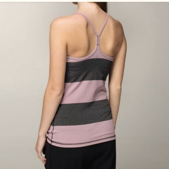 Lululemon Power Y Tank Luon Bold Stripe Mauvelous Heathered Black Mauvelous 6 - Picture 2 of 9